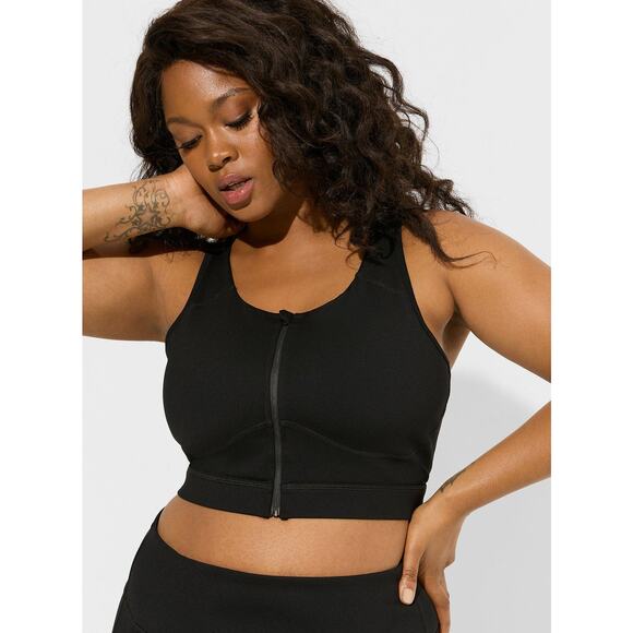 Torrid Black Low-Impact Wireless Zip-Front Active Sports Bra Size 1X - Picture 1 of 6